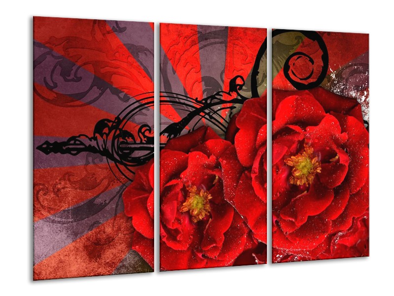 Glas schilderij Modern | Rood, Zwart | 120x80cm 3Luik