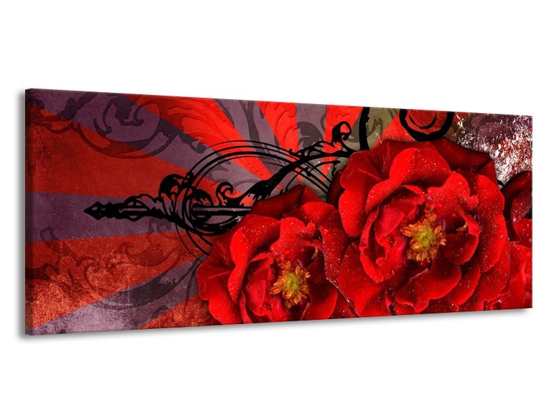 Canvas schilderij Modern | Rood, Zwart | 145x58cm 1Luik