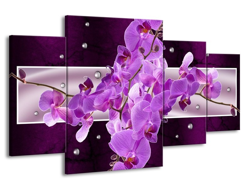 Canvas schilderij Orchidee | Paars | 160x90cm 4Luik