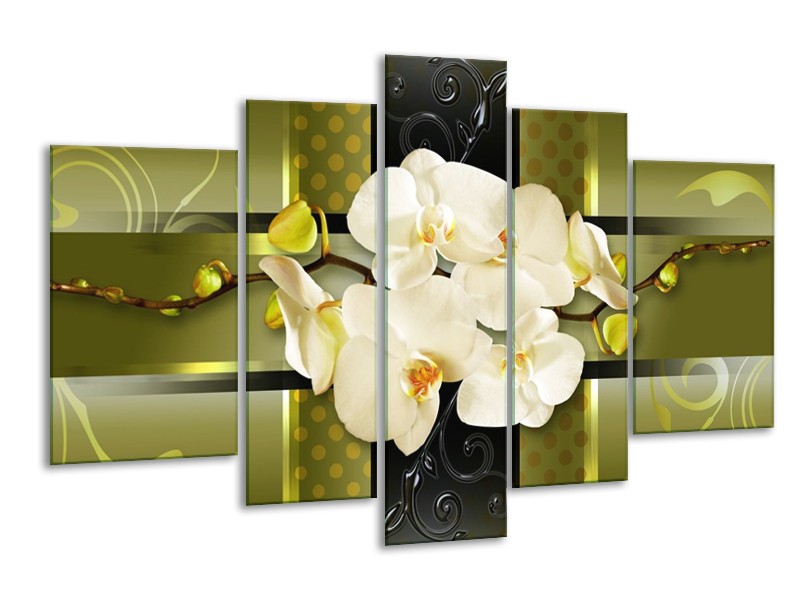 Canvas schilderij Orchidee | Groen | 170x100cm 5Luik