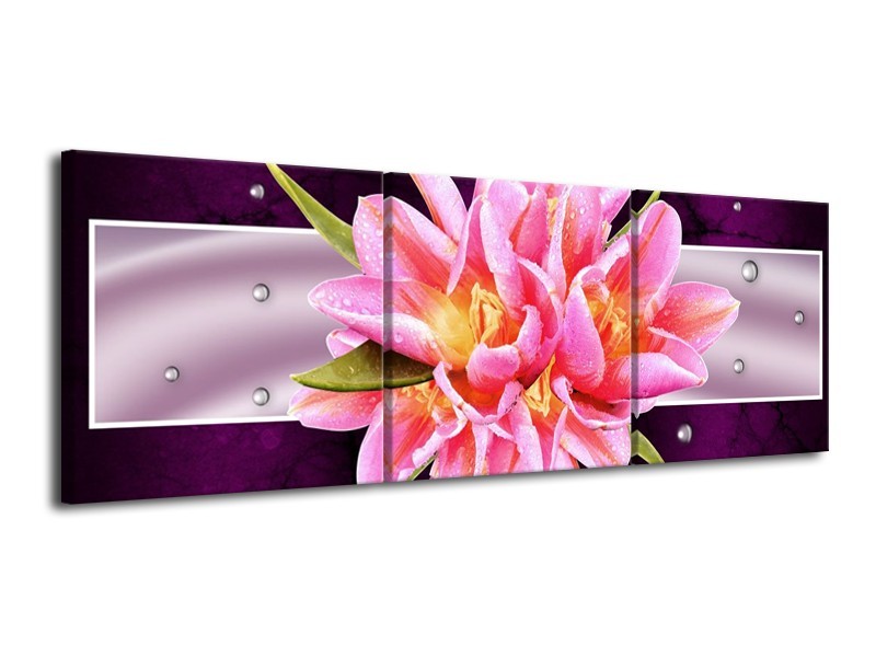 Glas schilderij Modern | Paars, Roze | 120x40cm 3Luik