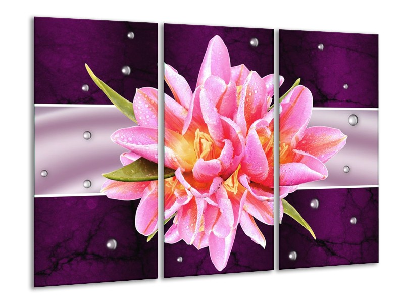 Glas schilderij Modern | Paars, Roze | 120x80cm 3Luik