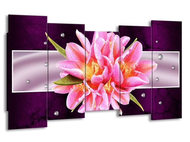 Canvas schilderij Modern | Paars, Roze | 150x80cm 5Luik