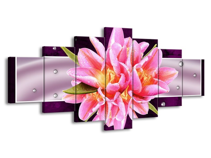 Canvas schilderij Modern | Paars, Roze | 210x100cm 7Luik