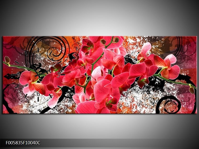 Klok schilderij Orchidee | Roze, Rood, | 100x40cm 1Luik