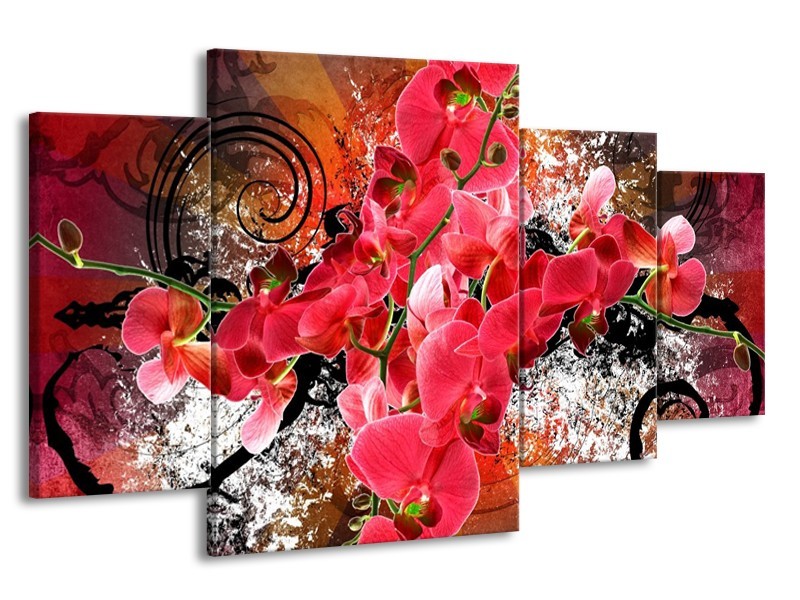 Glas schilderij Orchidee | Roze, Rood, | 160x90cm 4Luik