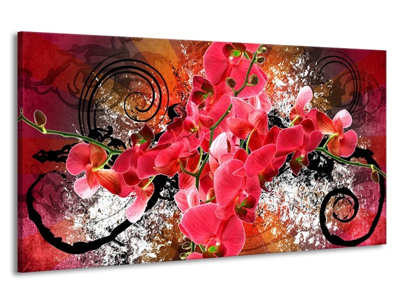 Canvas schilderij Orchidee | Roze, Rood, | 190x100cm 1Luik