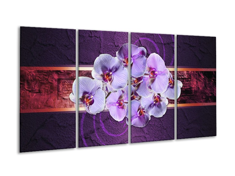 Canvas schilderij Orchidee | Paars | 160x80cm 4Luik