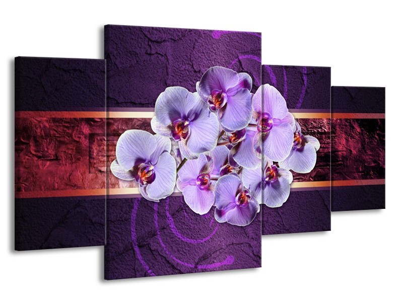 Canvas schilderij Orchidee | Paars | 160x90cm 4Luik