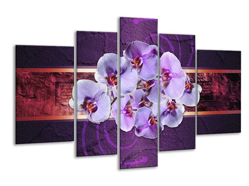 Canvas schilderij Orchidee | Paars | 170x100cm 5Luik