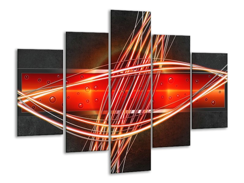 Glas schilderij Modern | Rood, Oranje, Zwart | 100x70cm 5Luik