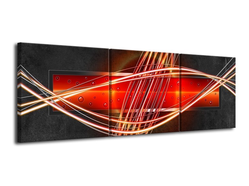 Glas schilderij Modern | Rood, Oranje, Zwart | 120x40cm 3Luik
