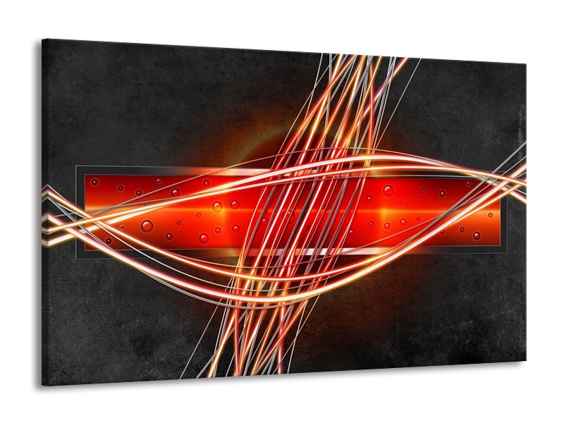 Canvas schilderij Modern | Rood, Oranje, Zwart | 140x90cm 1Luik