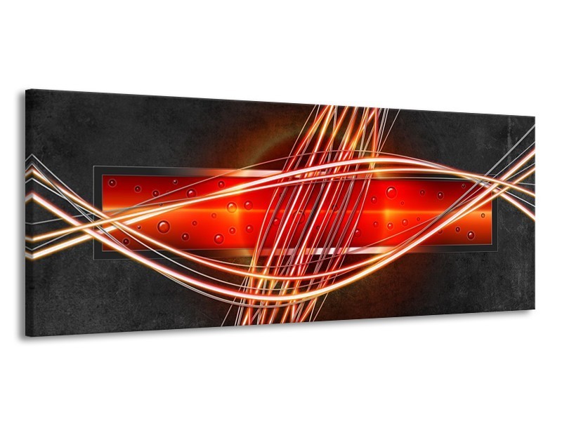 Glas schilderij Modern | Rood, Oranje, Zwart | 145x58cm 1Luik