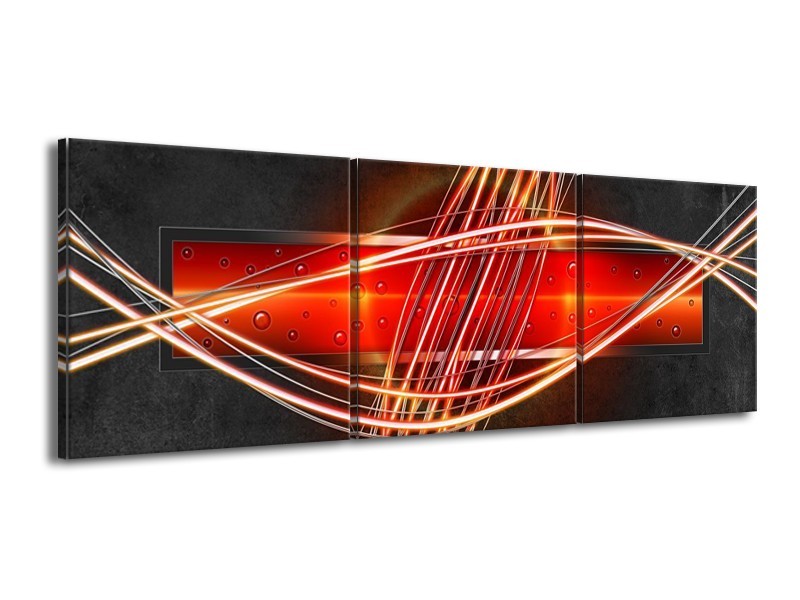 Glas schilderij Modern | Rood, Oranje, Zwart | 150x50cm 3Luik