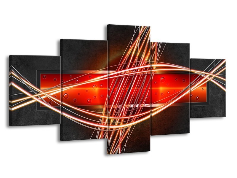 Glas schilderij Modern | Rood, Oranje, Zwart | 150x80cm 5Luik