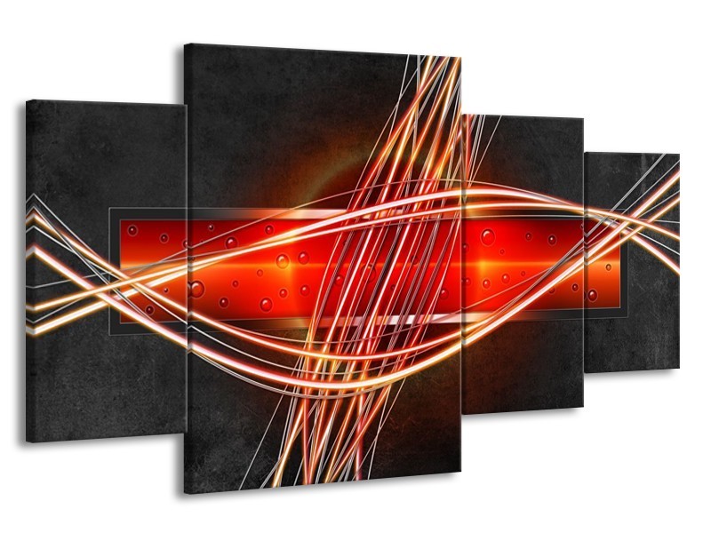 Glas schilderij Modern | Rood, Oranje, Zwart | 160x90cm 4Luik
