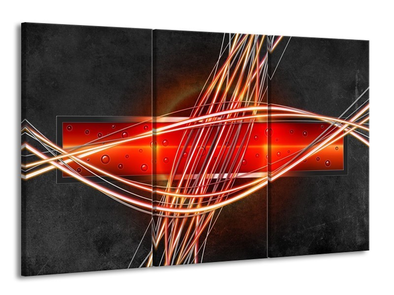 Glas schilderij Modern | Rood, Oranje, Zwart | 165x100cm 3Luik
