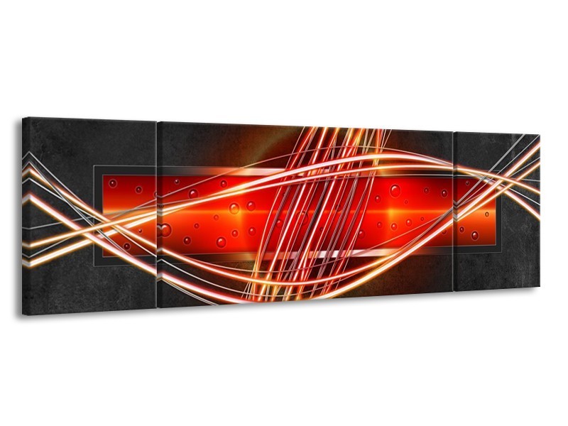 Glas schilderij Modern | Rood, Oranje, Zwart | 170x50cm 3Luik