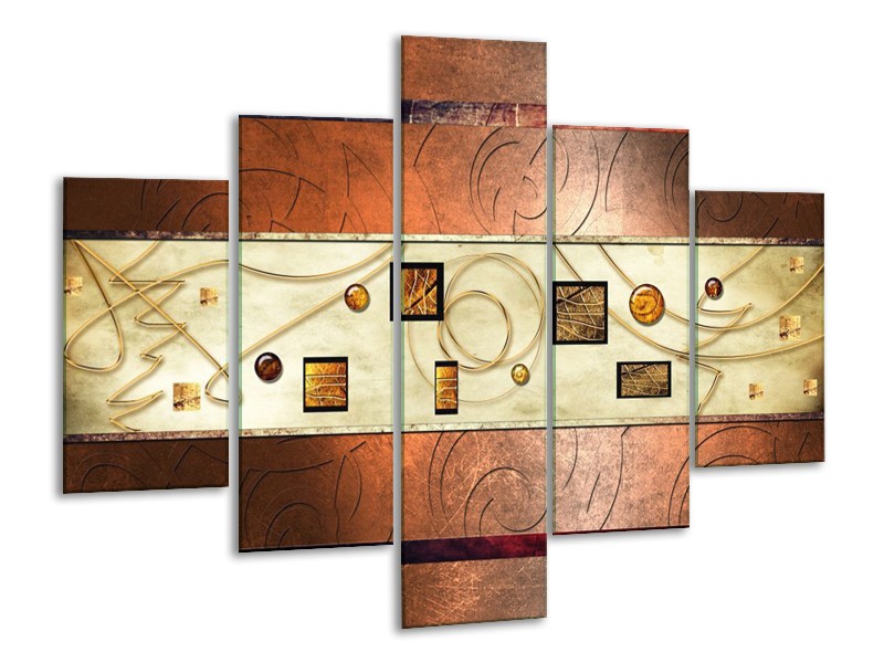 Glas schilderij Modern | Bruin, Goud | 100x70cm 5Luik