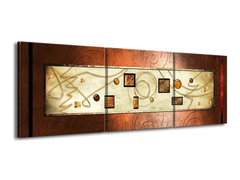 Glas schilderij Modern | Bruin, Goud | 150x50cm 3Luik