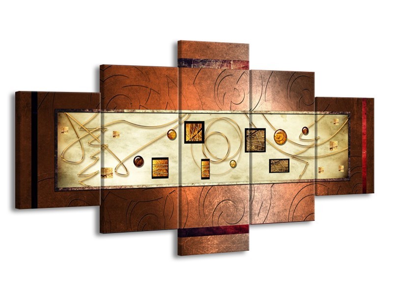 Glas schilderij Modern | Bruin, Goud | 150x80cm 5Luik