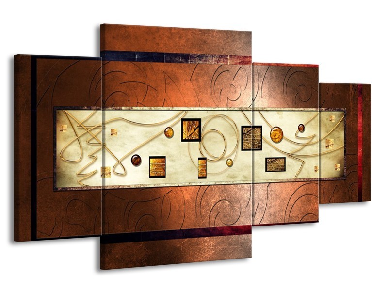 Glas schilderij Modern | Bruin, Goud | 160x90cm 4Luik