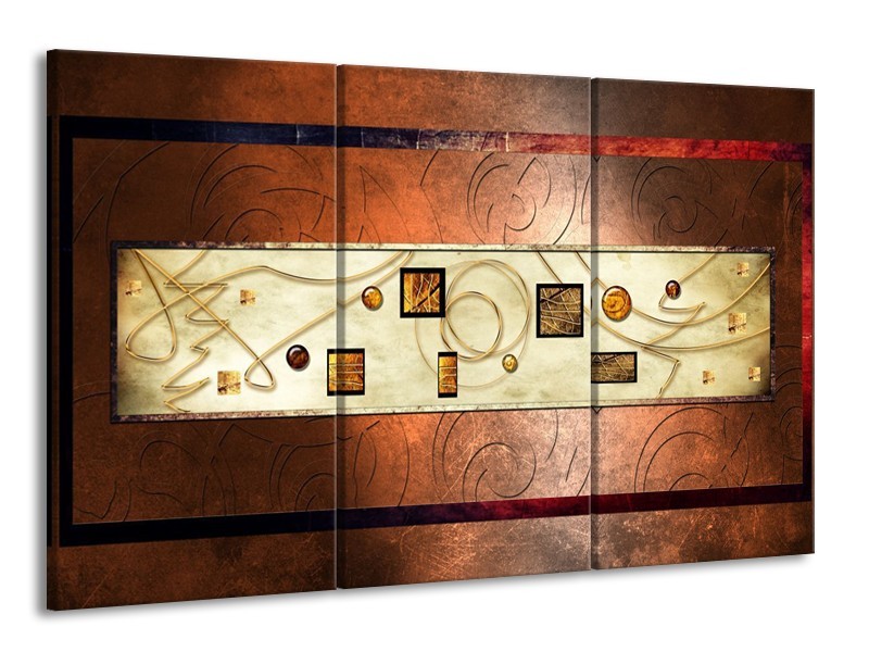 Glas schilderij Modern | Bruin, Goud | 165x100cm 3Luik