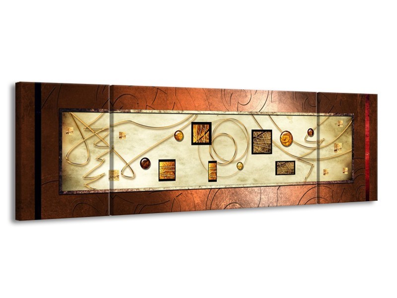Glas schilderij Modern | Bruin, Goud | 170x50cm 3Luik