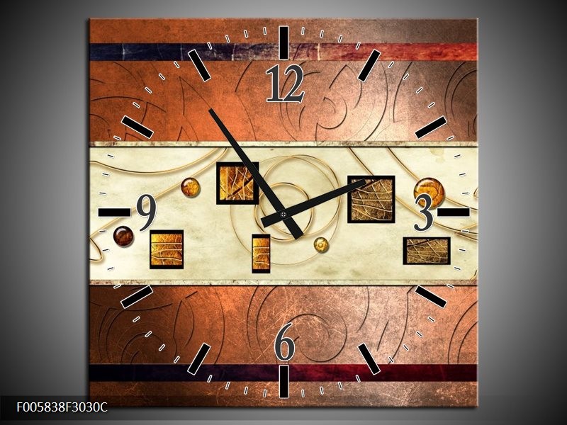 Klok schilderij Modern | Bruin, Goud | 30x30cm 1Luik