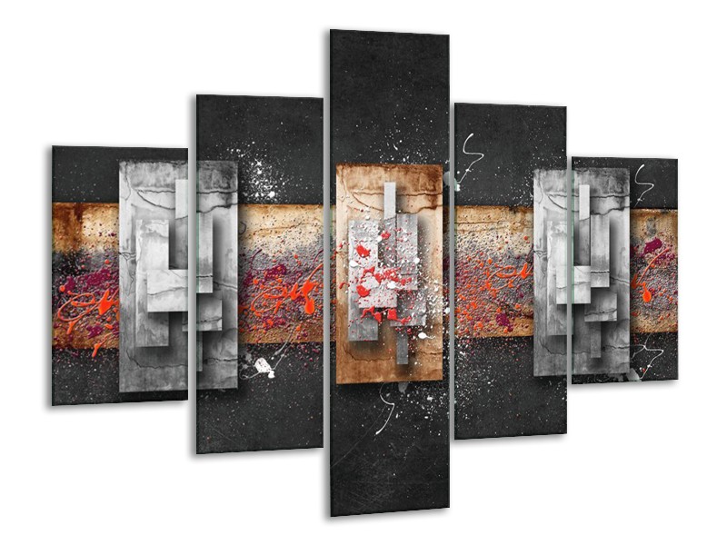 Glas schilderij Modern | Grijs, Zwart | 100x70cm 5Luik