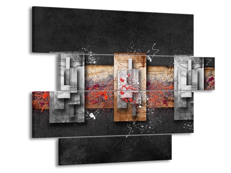Glas schilderij Modern | Grijs, Zwart | 115x85cm 4Luik