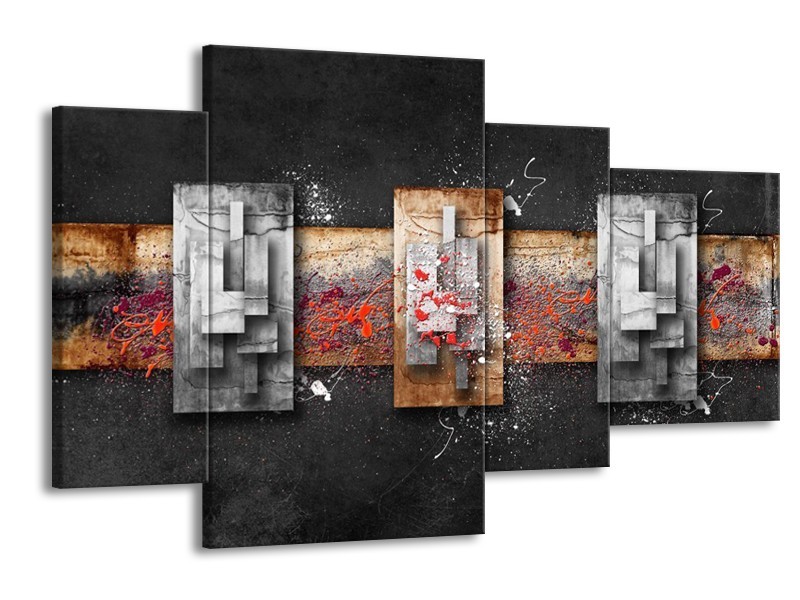 Glas schilderij Modern | Grijs, Zwart | 120x75cm 4Luik