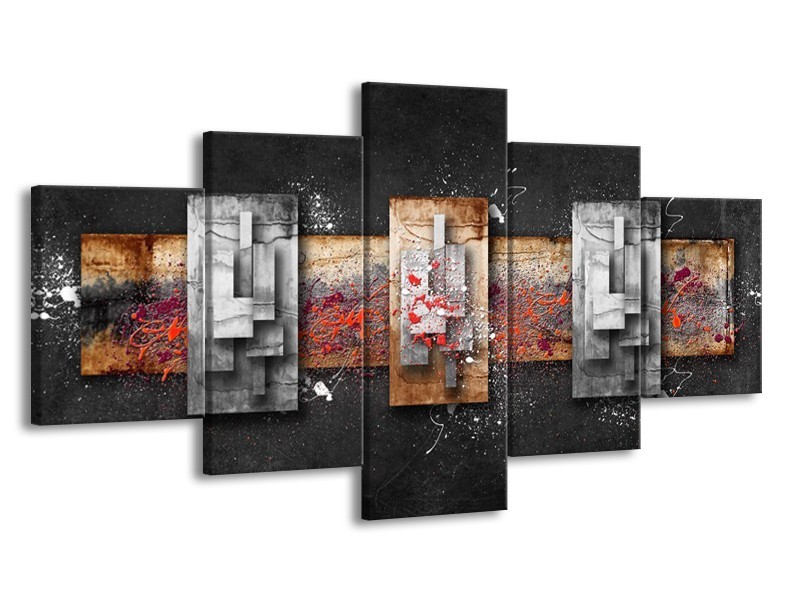 Glas schilderij Modern | Grijs, Zwart | 150x80cm 5Luik