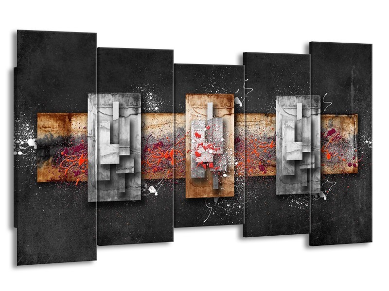 Glas schilderij Modern | Grijs, Zwart | 150x80cm 5Luik