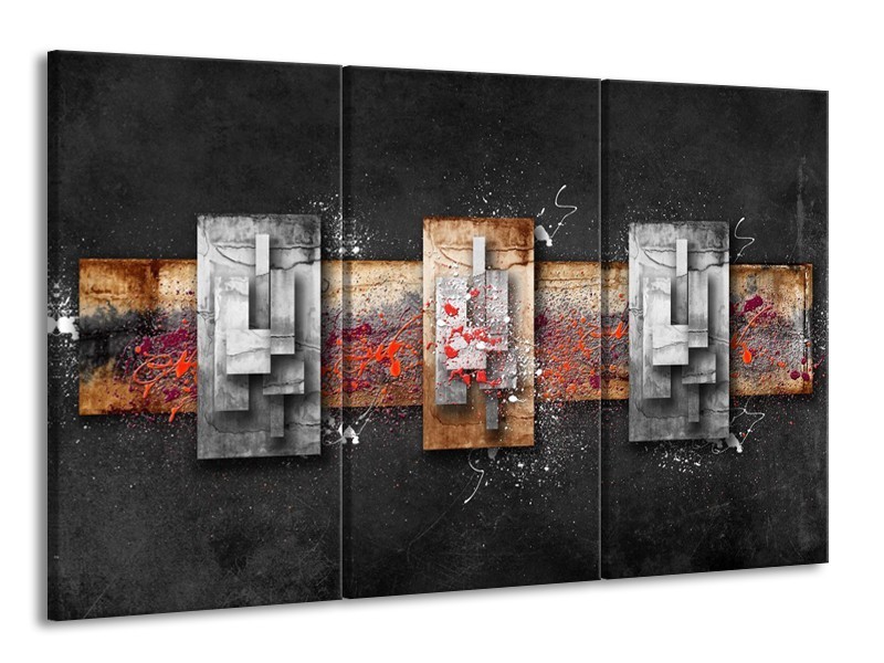 Glas schilderij Modern | Grijs, Zwart | 165x100cm 3Luik