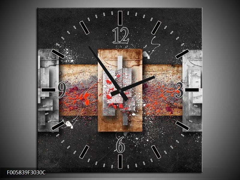 Klok schilderij Modern | Grijs, Zwart | 30x30cm 1Luik