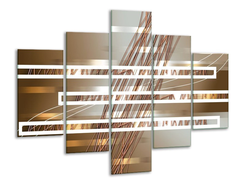 Glas schilderij Modern | Goud, Bruin | 100x70cm 5Luik