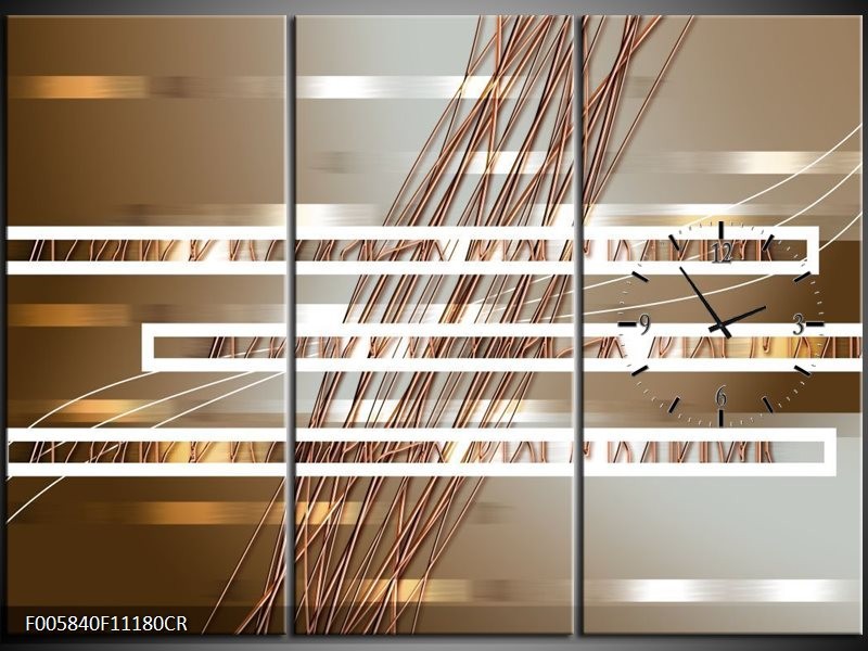 Klok schilderij Modern | Goud, Bruin | 111x80cm 3Luik