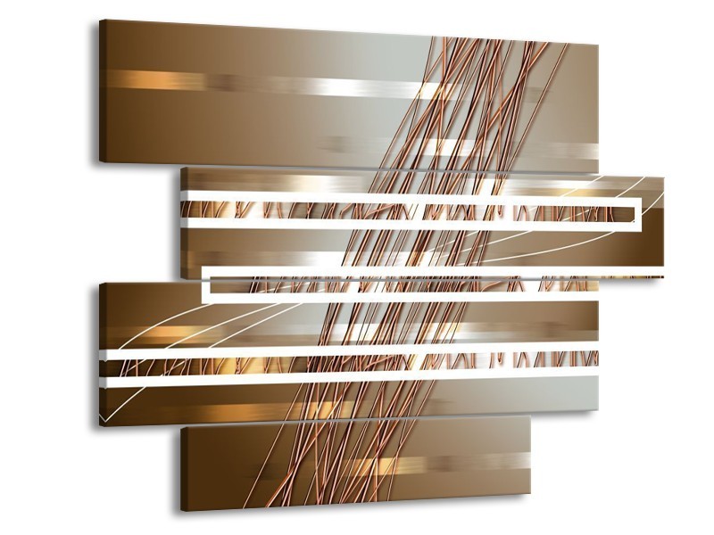 Glas schilderij Modern | Goud, Bruin | 115x85cm 4Luik