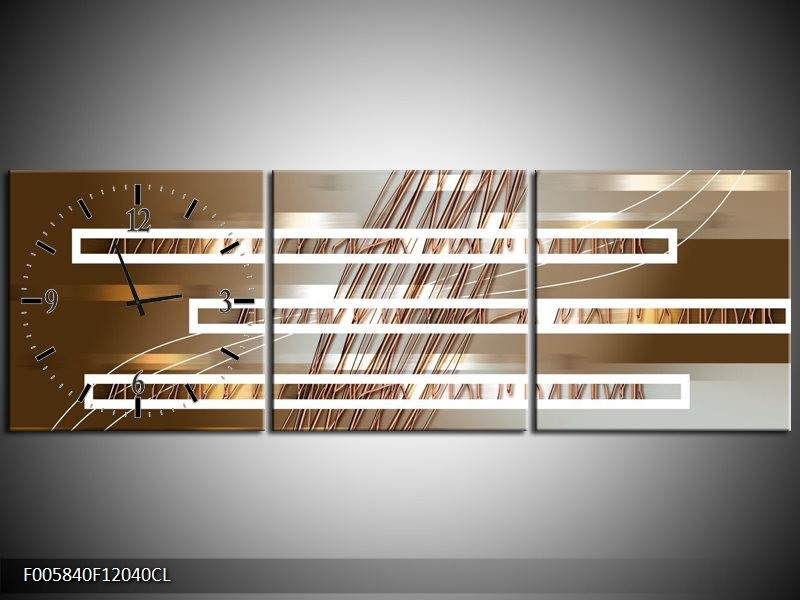 Klok schilderij Modern | Goud, Bruin | 120x40cm 3Luik