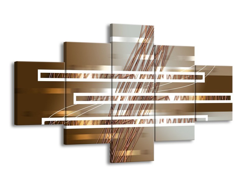Glas schilderij Modern | Goud, Bruin | 125x70cm 5Luik