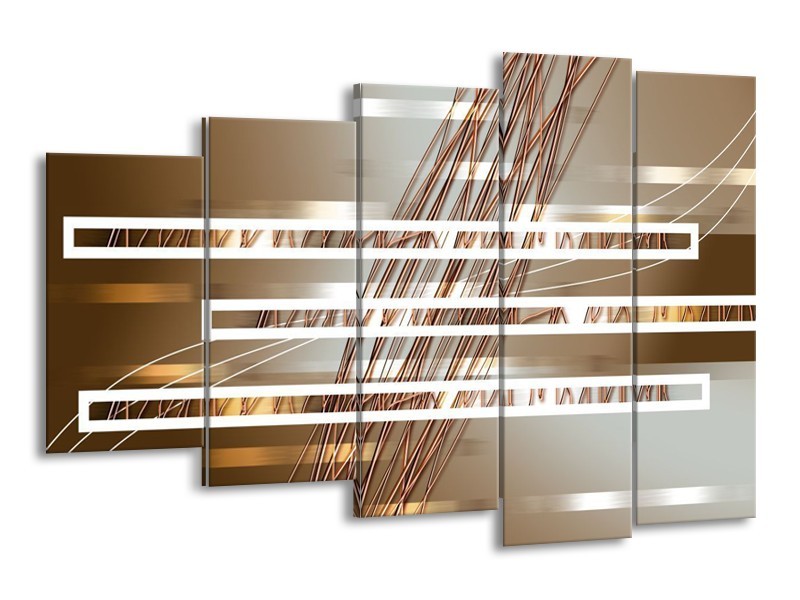 Canvas schilderij Modern | Goud, Bruin | 150x100cm 5Luik