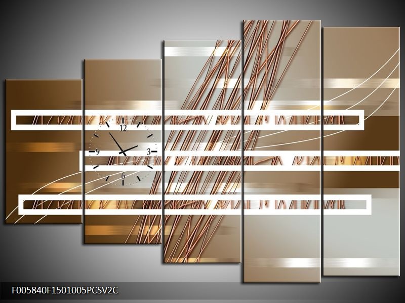 Klok schilderij Modern | Goud, Bruin | 150x100cm 5Luik