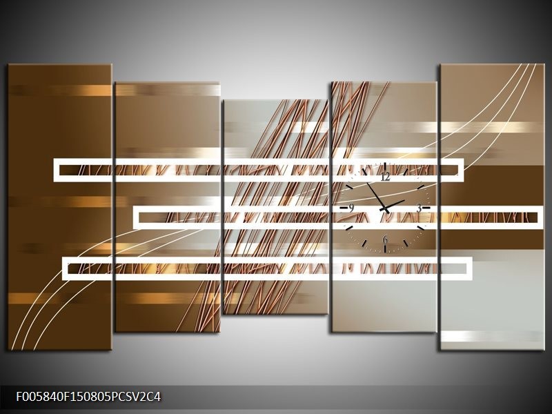 Klok schilderij Modern | Goud, Bruin | 150x80cm 5Luik