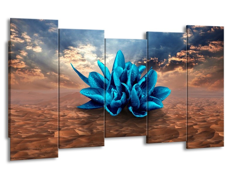 Canvas schilderij Modern | Blauw, Bruin | 150x80cm 5Luik