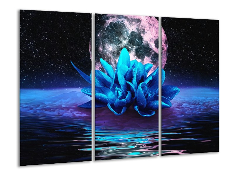 Canvas schilderij Modern | Blauw, Roze | 120x80cm 3Luik