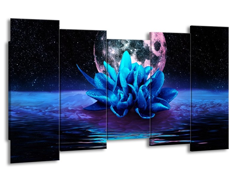 Canvas schilderij Modern | Blauw, Roze | 150x80cm 5Luik