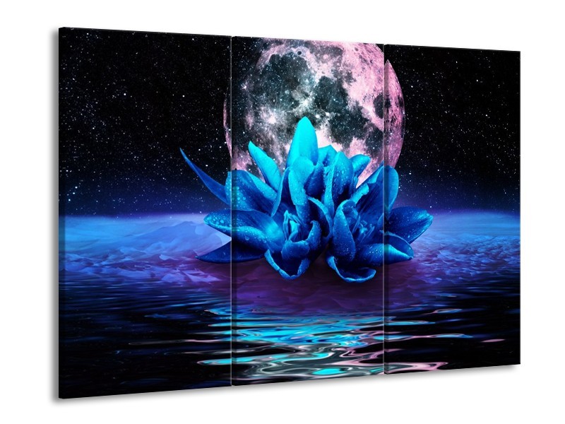 Canvas schilderij Modern | Blauw, Roze | 90x60cm 3Luik