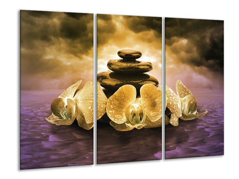 Glas schilderij Spa | Goud, Paars | 120x80cm 3Luik